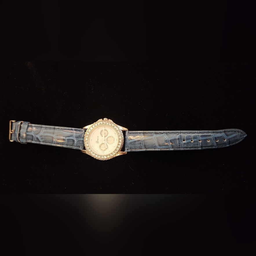 Blue Crocodile Leather Strap Watch Blue Crocodile Leather Strap Watch